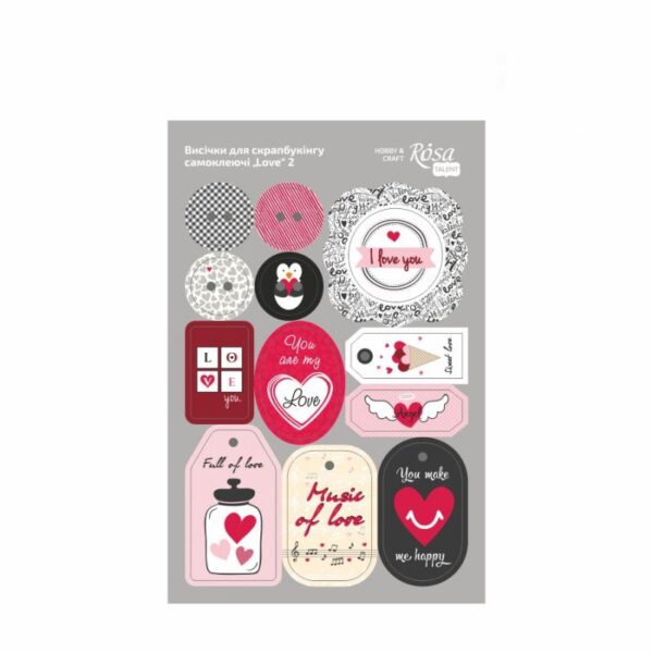 Высечки для скрапбукинга самоклеющие 12,8*20см Love 2