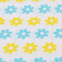 Хлопковая ткань (бязь) 160см №384а "Желто-бирюзовые цветы" на белом фоне