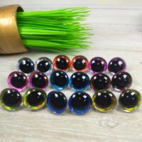 Очі круглі блискучий кант 18мм мікс райдужні 1пара