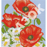 ЮМА 4186 Маки в ромашках, схема под бисер