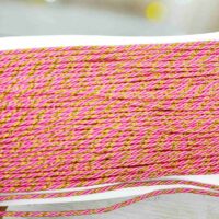 Шнур декоративный 3мм ярко-розовый с золотом