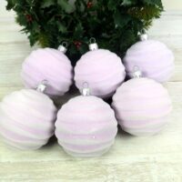 Набір ялинкових куль 8см."Зефір" лаванда. 6 шт