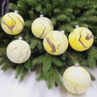 Набір ялинкових куль 8см ПЛАНЕТА, колір ЖОВТА, 6шт, 680232