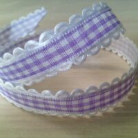 Лента клетка с ажуром 1,5см сиреневая 10ярд 3638