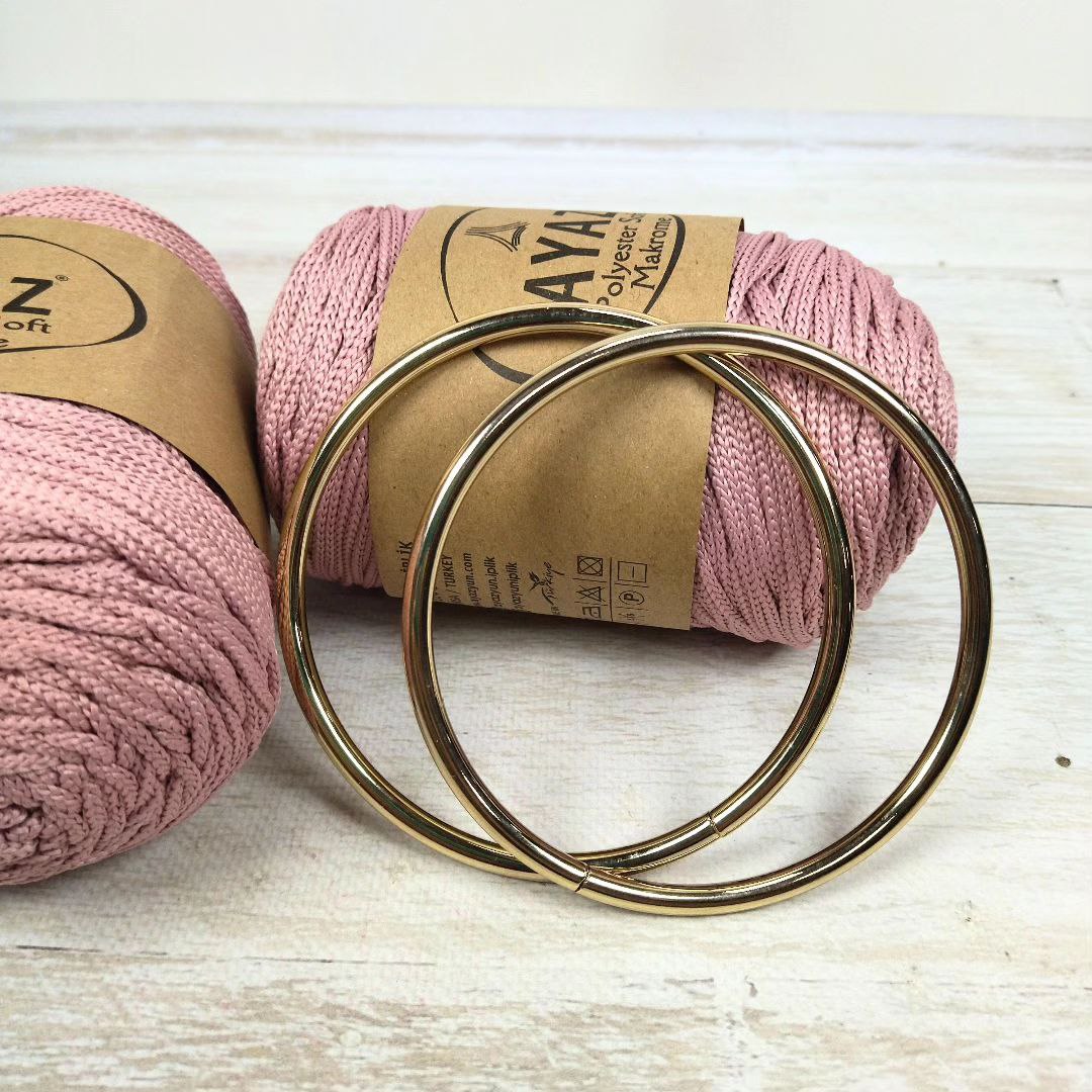 Кругла ручка сумки, кільце 10 см, метал, золото 52101 1шт