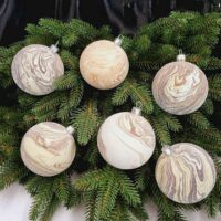 Набір ялинкових куль 8см ПЛАНЕТА, колір КАКАО, 6шт, 680235