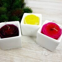 Свеча в керамическом горшочке Роза 7,4см 423-F22