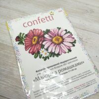 Флізелін водорозчинний К366 Букет ромашок з майорами 20*30см