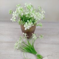 Добавка пластик двойная с цветочками, салатовый с белым, 145 мм 10шт