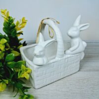 Декоративний керамічний кошик Зайчика 16см білий 733-322