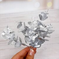Добавка пластик эвкалипта, 14 см, серебро С30154