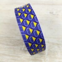 Репс 2,5см желто-голубые сердца