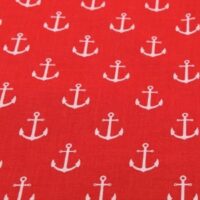 Хлопковая ткань (бязь) 160см №114а Якоря на красном фоне