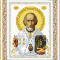 Барвиста Вишиванка ТО-070 Николай Чудотворец в сером цвете, схема для вышивания бисером