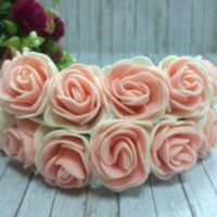 Букет роз из фома 3см 12шт молочно-персиковый