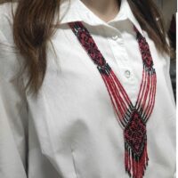 Гердан з бісеру "Ромб" червоний з чорним 48х6см