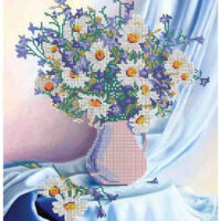 ЮМА 392 Ромашки с колокольчиками, схема под бисер