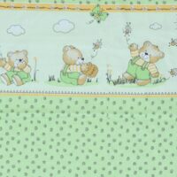 Хлопковая ткань (бязь) 160см "Мишки с медом" зеленый № К006з