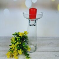 Свічник скляний зі знімною склянкою для декору 23.5см 527-C12
