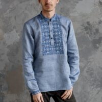Сорочка чоловіча 4243 58р синя з планкою