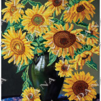 ДАНА-3222 Подсолнухи в вазе, схема под бисер