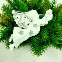 Новогоднее украшение Ангел велюр 10см