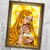 Бісер Арт Схема для вишивки бісером або нитками Мадона з немовлям в золотіі АВ487