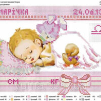 ЮМА 414 Метрика для девочки, схема под бисер