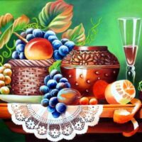 Алмазна вишивка DM-231 Фрукти на столі 50*40см