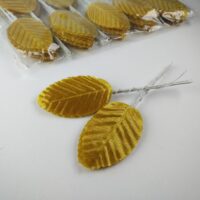 Бутоньерка листики тканевые 5см Золото 10шт Л1