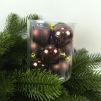 Набір ялинкових куль 4см, колір - темний шоколад, 12шт: глянець та матовий - по 6шт 147-521