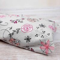 Ткань хлопок Турция 1,2м серый в цветочек