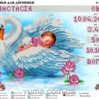 ЮМА 4295 Метрика для девочки, схема под бисер