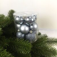 Набір ялинкових куль 4см, колір - сталевий синій, 12шт: матовий, глянець, гліттер по 4шт 147-870