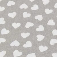 Хлопковая ткань (бязь) 160см №471 Разносторонние сердечка на сером фоне