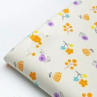 Сатин "Помаранчеві та бузкові гілочки" 50*50см №1745с