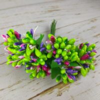 Добавка Тычинка трехцветная 11см 6 салатово-розово-сиреневые 570335