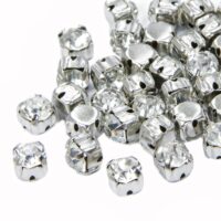 Пришивные Стекло+Латунь Стразы Круглые 6,5*6,5*5мм Безцветный, платиновые 4шт