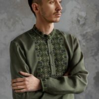 Сорочка чоловіча 4240 42р зелена з планкою