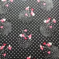Ткань Хлопок плотный 0,9м черный в цветочек (Италия Сток)