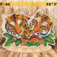 Фея Вышивки ФНГ-62 Семья тигров, деревяная схема под бисер