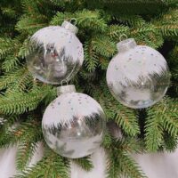 Набір ялинкових куль 8см ПРОЗОРА з БІЛИМ ІНІЄМ ,3шт, 680240