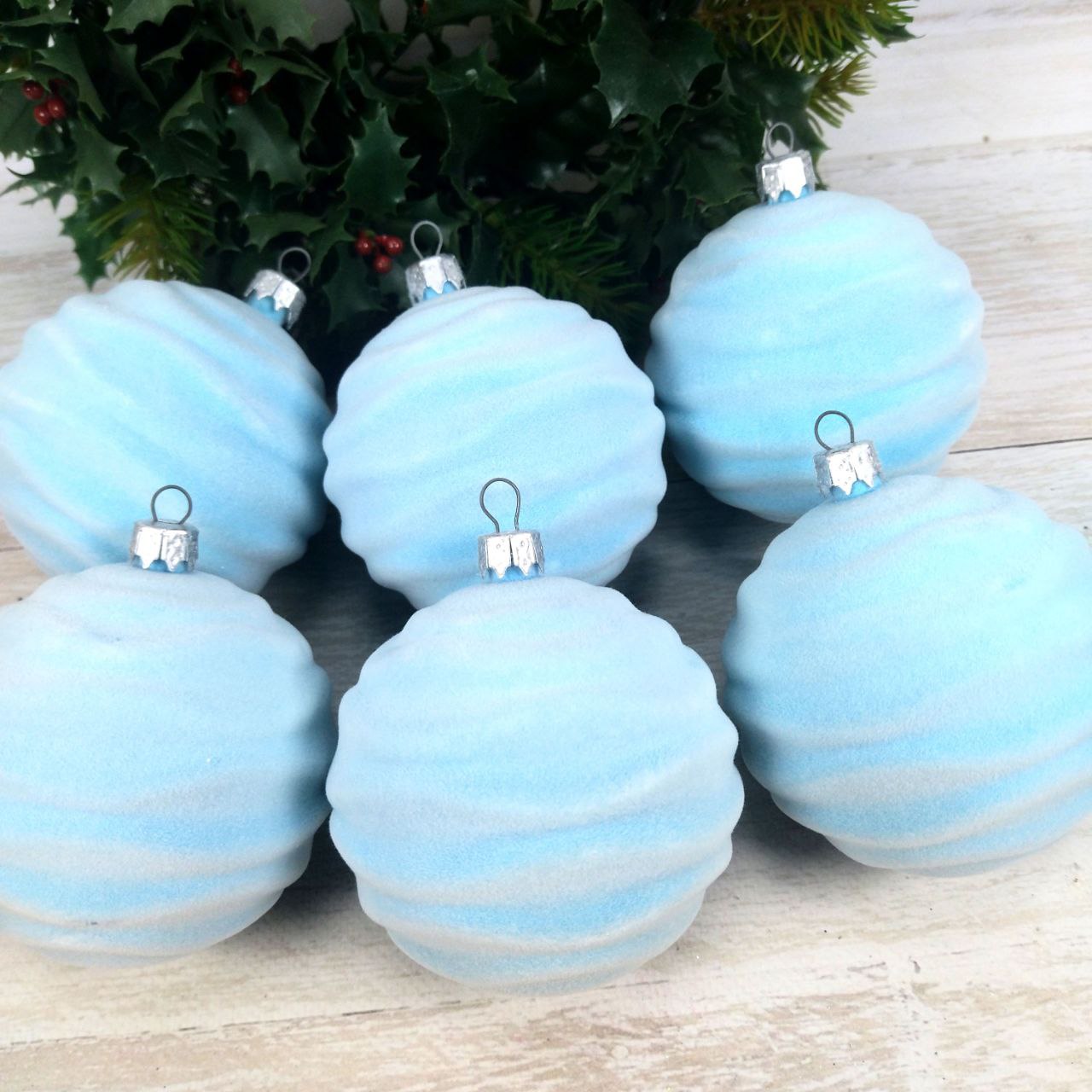 Набір ялинкових куль 8см."Зефір" блакитний. 6 шт