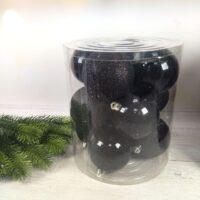 Набір ялинкових куль 8см, колір - чорний онікс, 12шт: гліттер, глянець - по 6шт 147-153