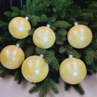 Набір ялинкових куль 8см ХУРДЕЛИЦЯ, колір ЖОВТИЙ, 6шт/уп,680218
