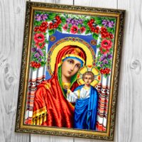 Бісер Арт Схема вишивки бісером (хрестиком) «Божа Матір Казанська в квітах» (А682)