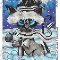 ДАНА-1207 Сиамская кошка с снежками, схема под бисер