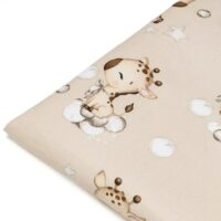 Бязь "Жирафенок з бантиком" на бежевому 55*53см №4933