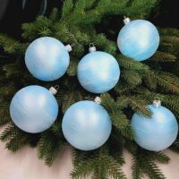 Набір ялинкових куль 8см ХУРДЕЛИЦЯ, колір БЛАКИТНИЙ, 6шт/уп,680217