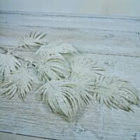 Декоративна гілка Пальма (9 листьев) 70см, колір - білий гліттер 839-344